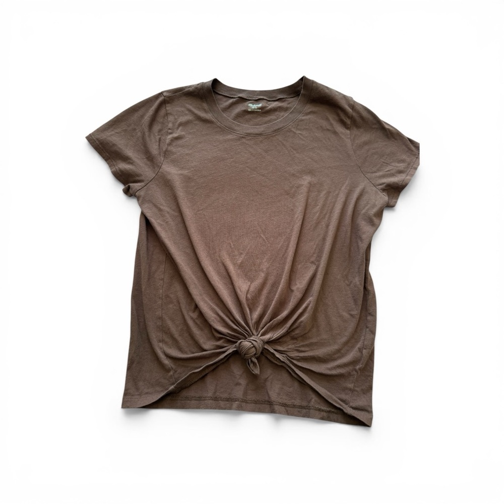 Madewell Brown Knot-Front Short Sleeve Tee